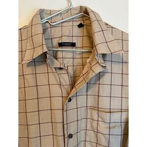 Vintage Burberry Checkered Button Up Shirt Men's XL Earth Tones Made in USA